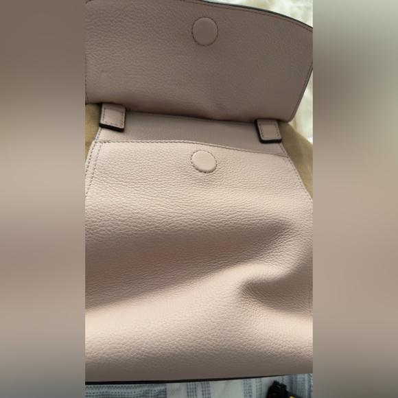 Tory Burch Mixed materials Half Moon Satchel.  Beige and Pink.  NWOT - Picture 5 of 11